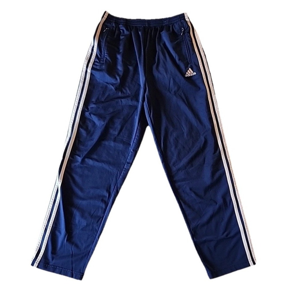 VTG Y2K 90s Adidas Pants Snap Tearaway 3 Stripe Warm Up Swisher Track Blue Men M